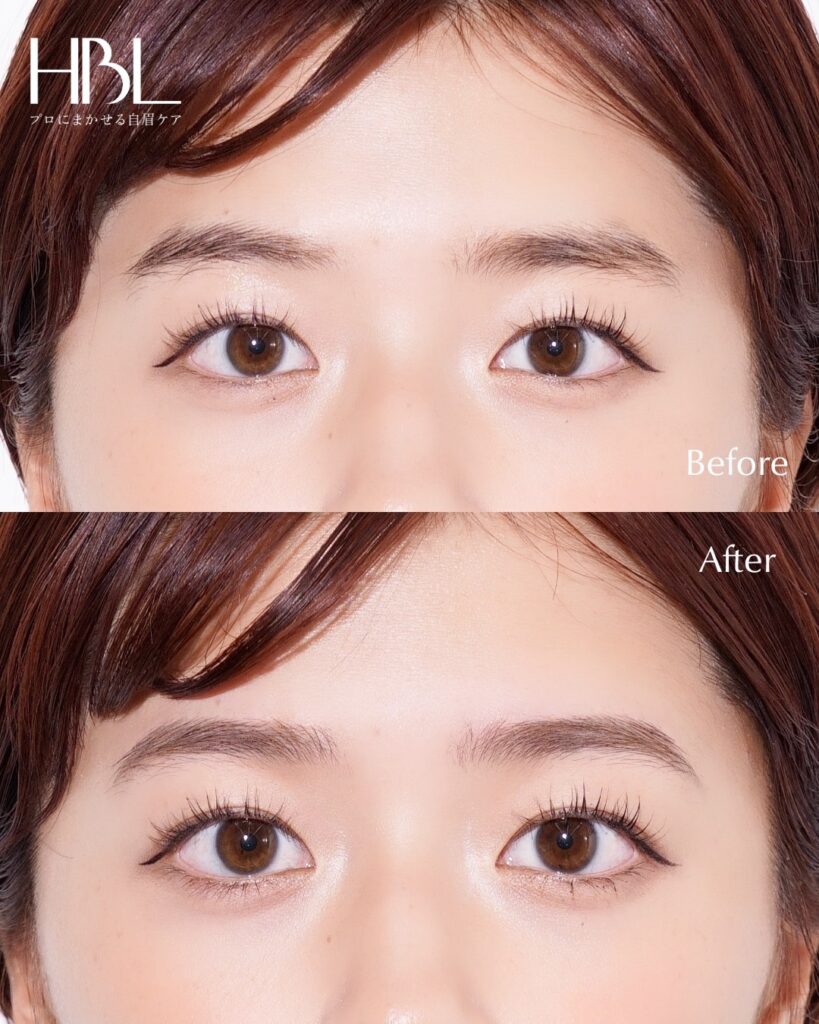 Before / Afterの画像。毛流れの変化やワックス後のきれいな仕上がり写真。