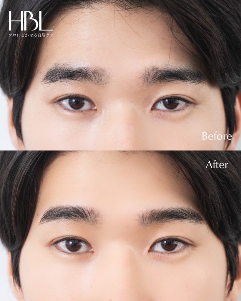 Before / Afterの画像。毛流れの変化やワックス後のきれいな仕上がり写真。